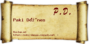 Paki Dénes névjegykártya